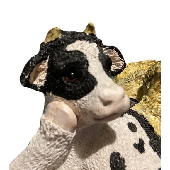 Stone Critters Holstein HOLY COW SC-889 Black & White With Gold Angel Wings - Picture 10 of 10